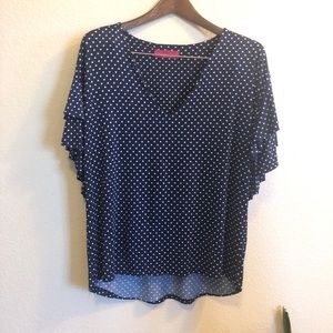 🛍 Polka Dot Ruffle Blouse Top